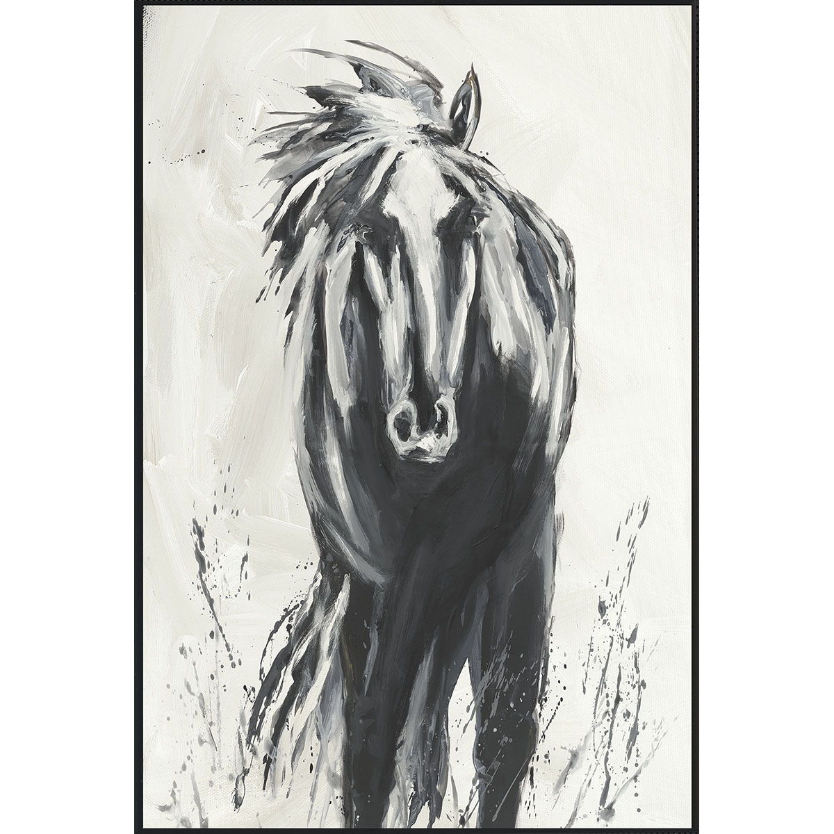 Dark Horse - 48" x 72" Painting By Buddy Whitlock - Black