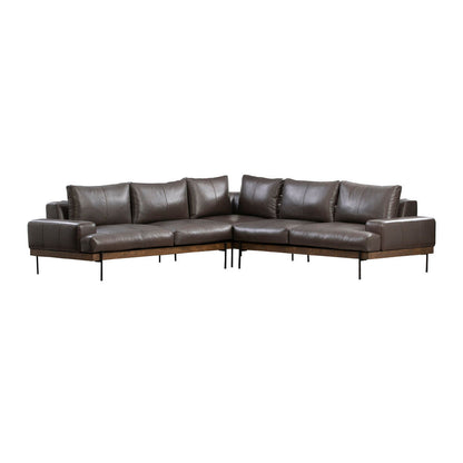 Largo - Leather Sectional Sofa - Brown