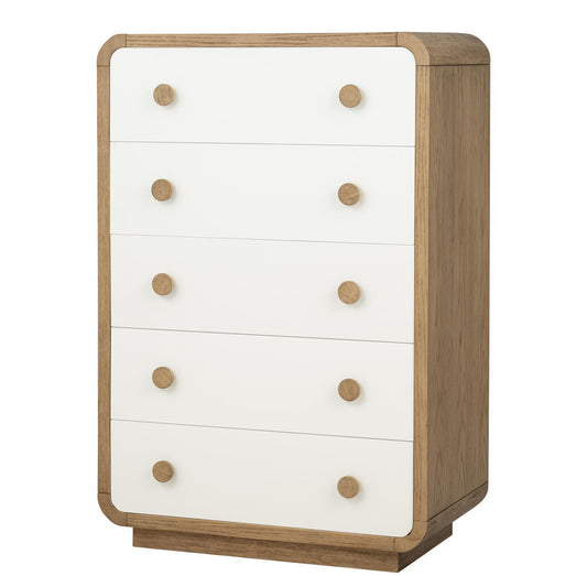 Margot - 5 Drawer Chest - Desert Oak And Cloud White