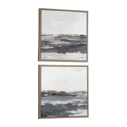 Bring Me In - Framed Landscape Painting (Set of 2) - Blue / Brown / Pink / Purple / White