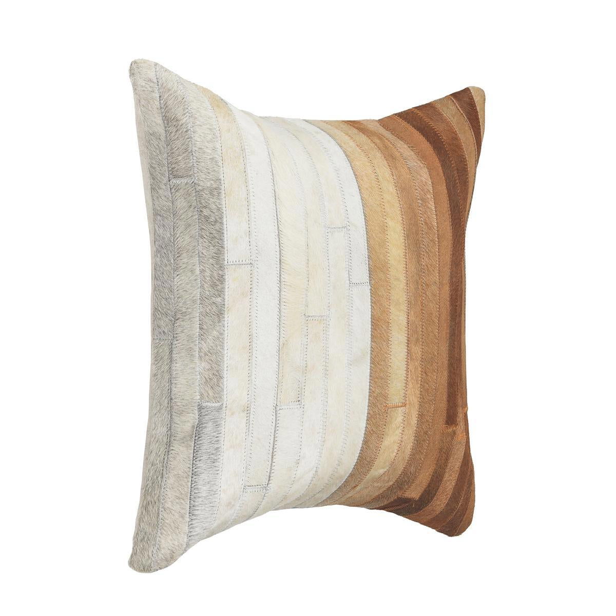 Radiant Oasis - 20" x 20" Meru Hide Pillow - Tan Multi