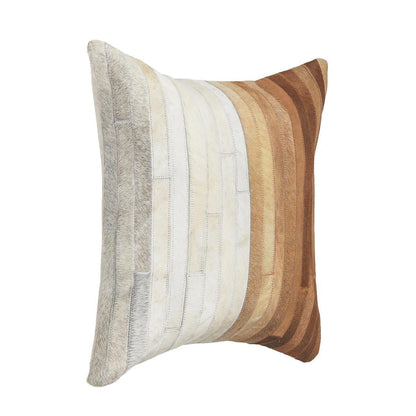 Radiant Oasis - 20" x 20" Meru Hide Pillow - Tan Multi