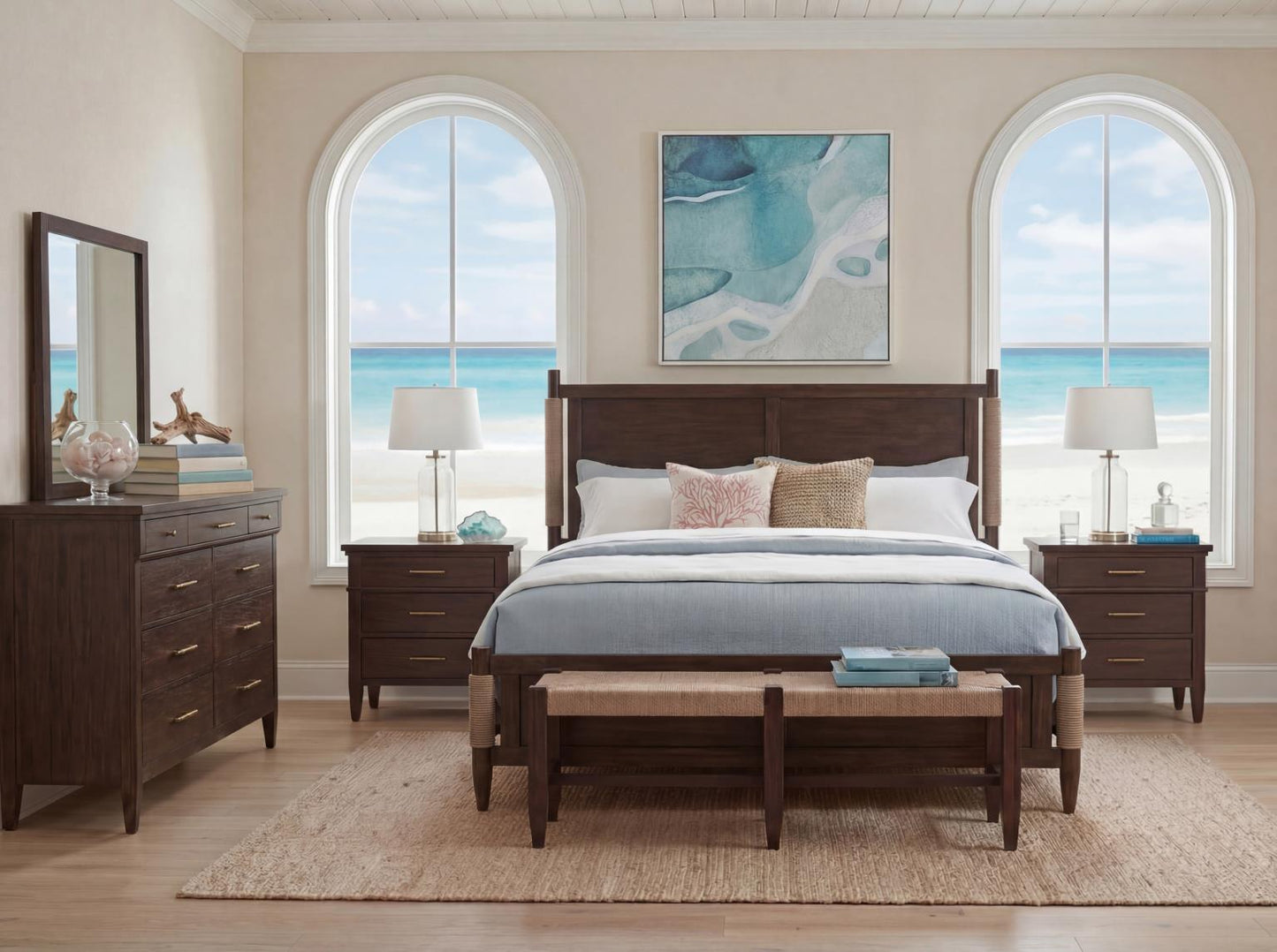 Reflections - King Low Post Headboard - Dark Roast