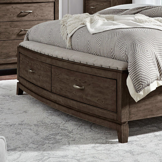 Avalon - Queen Storage Footboard With Slatroll - Brown