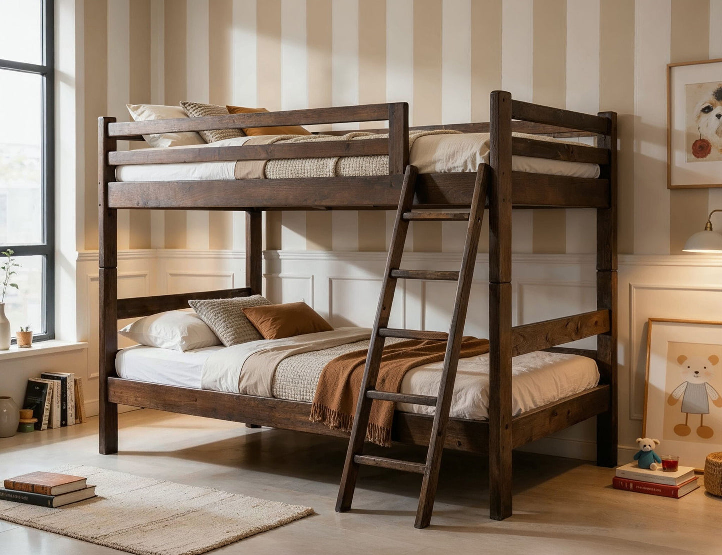 Forte - Top Bunk Bed Twin Over Twin - Brown