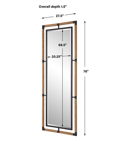 Melville - Iron & Rope Tall Mirror - Light Brown