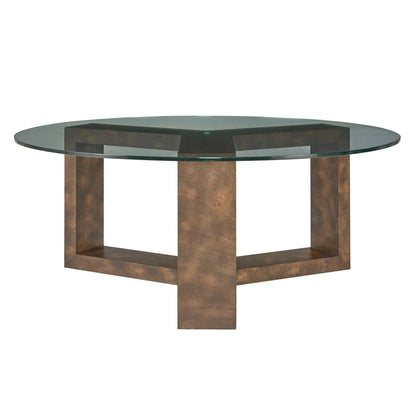 Ignis - Round Glass Coffee Table - Brown / Woodtone