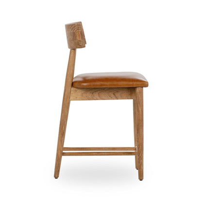 Alvaro - Leather Counter Stool - Golden Wheat