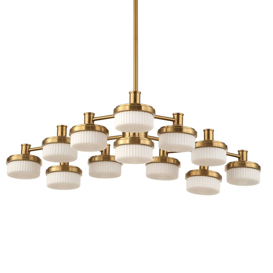 Wedge - 12 Light LED Brass Chandelier - White / Gold