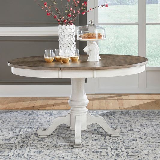 Ocean Isle - Single Pedestal Table Top - Antique White & Dark Brown