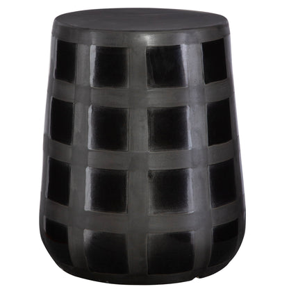 Patchwork Gridded - Garden Stool - Black