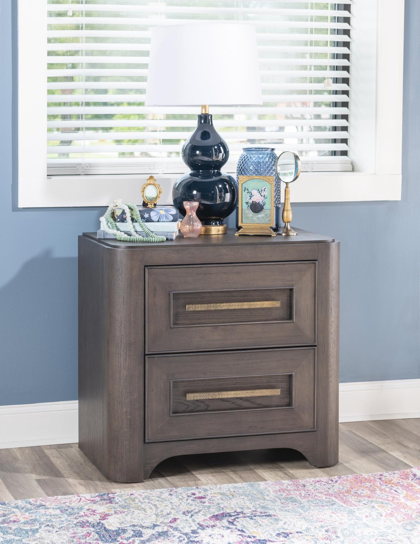 Lancia - 2 Drawer Nightstand - Charred Oak