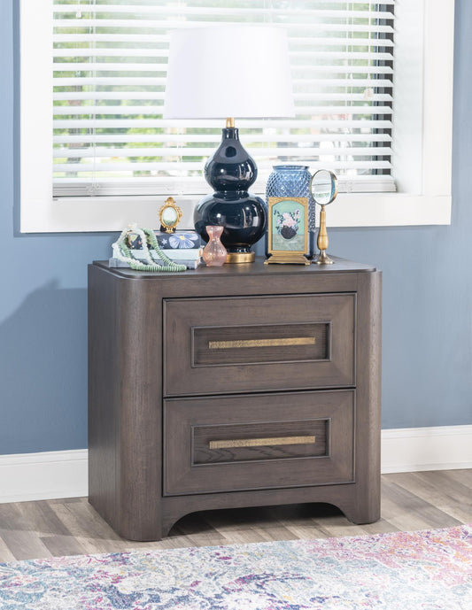 Lancia - 2 Drawer Nightstand - Charred Oak