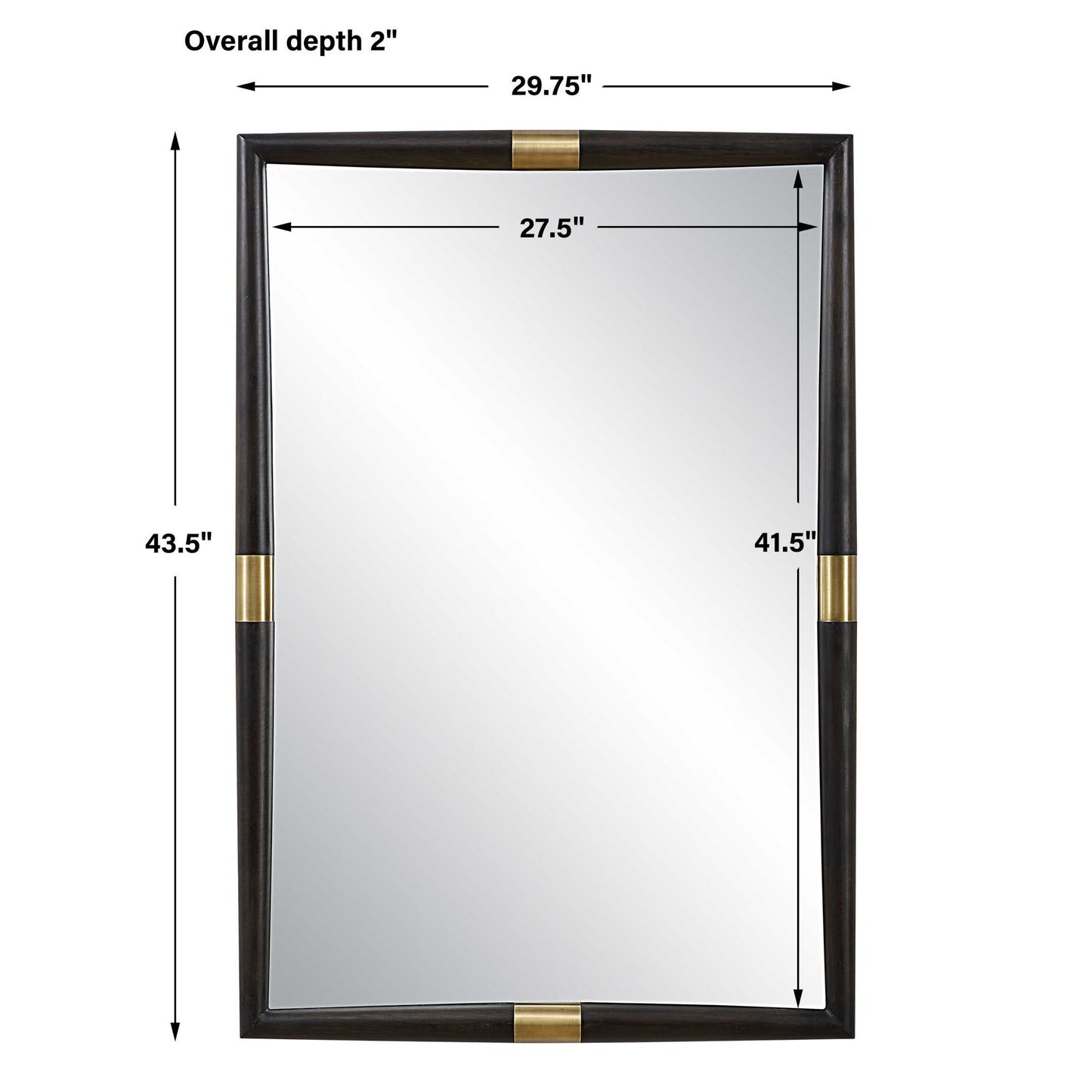 Larkin - Dark Wood & Brass Mirror - Dark Brown