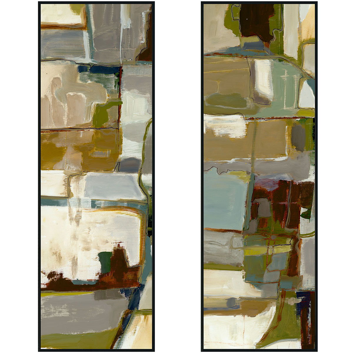 Topograph I & II - 40" x 60" Painting By Buddy Whitlock (Set of 2) - Black
