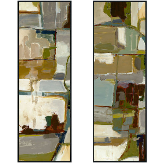 Topograph I & II - 40" x 60" Painting By Buddy Whitlock (Set of 2) - Black