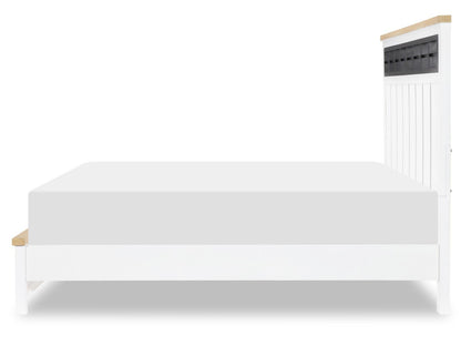 Horizons - Complete Panel Bed - Pure White / Natural Oak