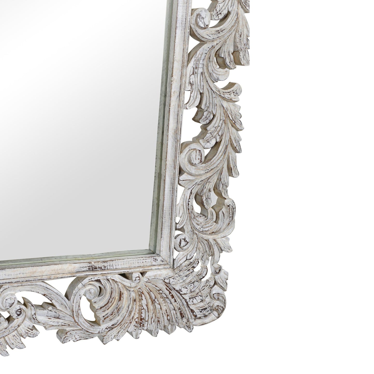 Sophia - Carved Mirror - White