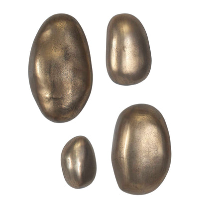 Set In Stone - Outdoor Wall Art (Set of 4) - Brass