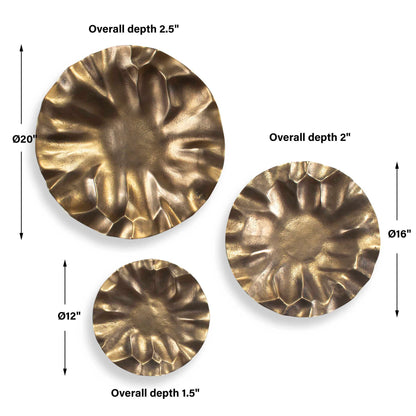 Peonia - Outdoor Wall Art (Set of 3) - Gold