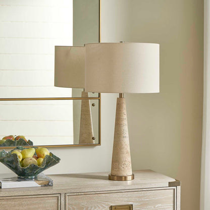 Perkins - Travertine Table Lamp - Brown