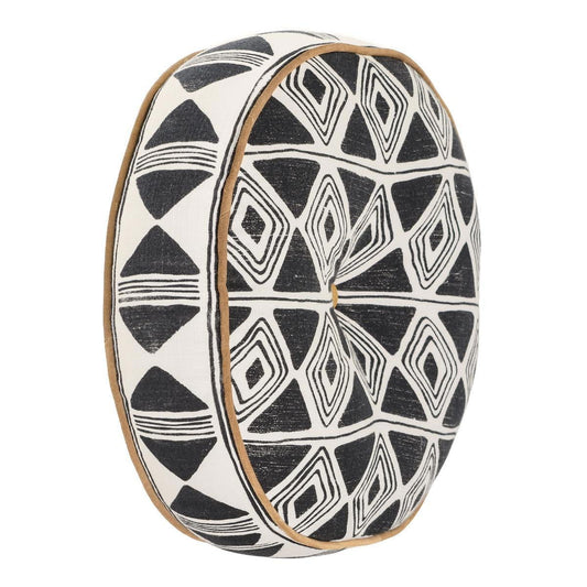 Radiant Oasis - 18" Round Nubia Pillow - Black / White