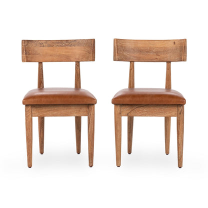 Alvaro - Leather Dining Chair (Set of 2) - Golden Wheat