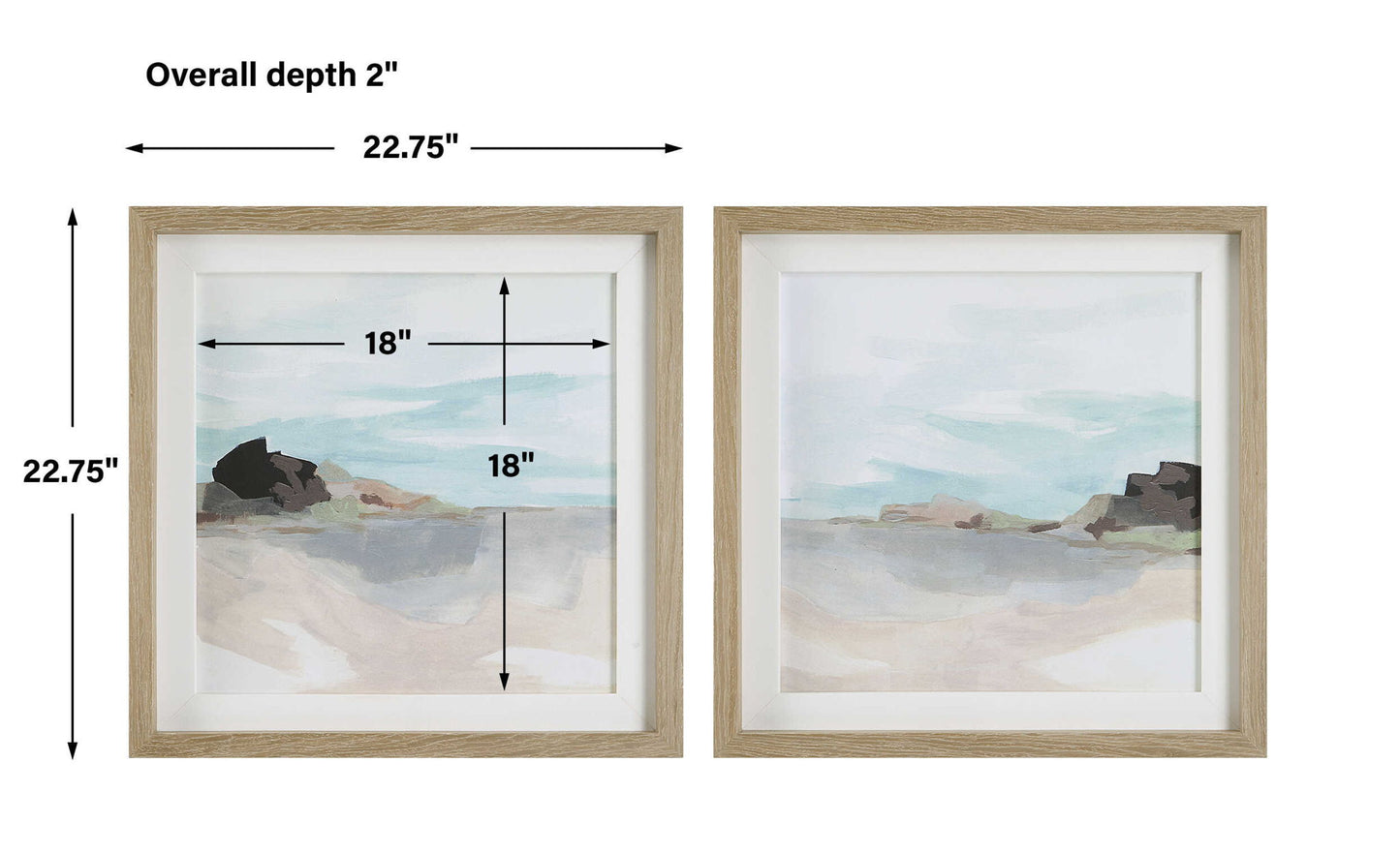 Glacial Coast - Framed Prints (Set of 2) - Light Brown