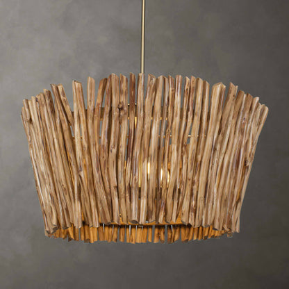 Rhea - 4 Light Wood Branch Chandelier - Woodtone