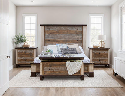 Antique - California King Footboard & Rails - Multicolor