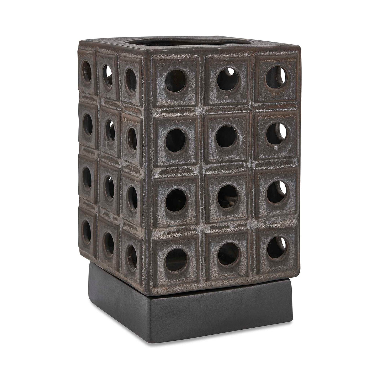Lattice - Indoor-Outdoor Lantern Candleholder - Brown / Gray