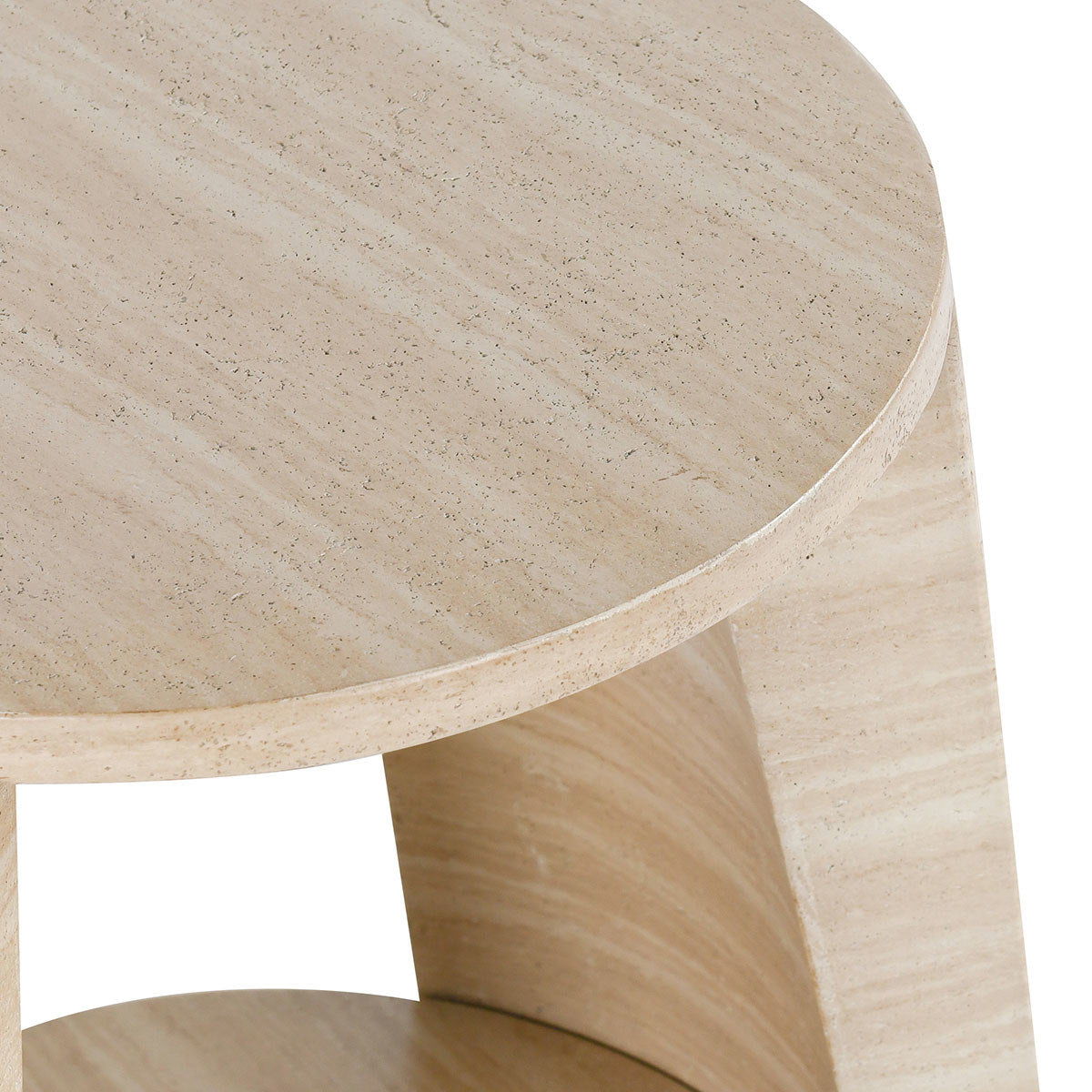 Rosen - Outdoor Concrete Round End Table - Travertine