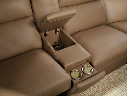 MS - Simone Six-Piece Power Reclining Sectional - Dark Brown