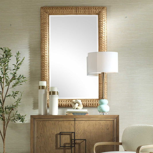 Twisted Seagrass - Large Mirror - Woodtone