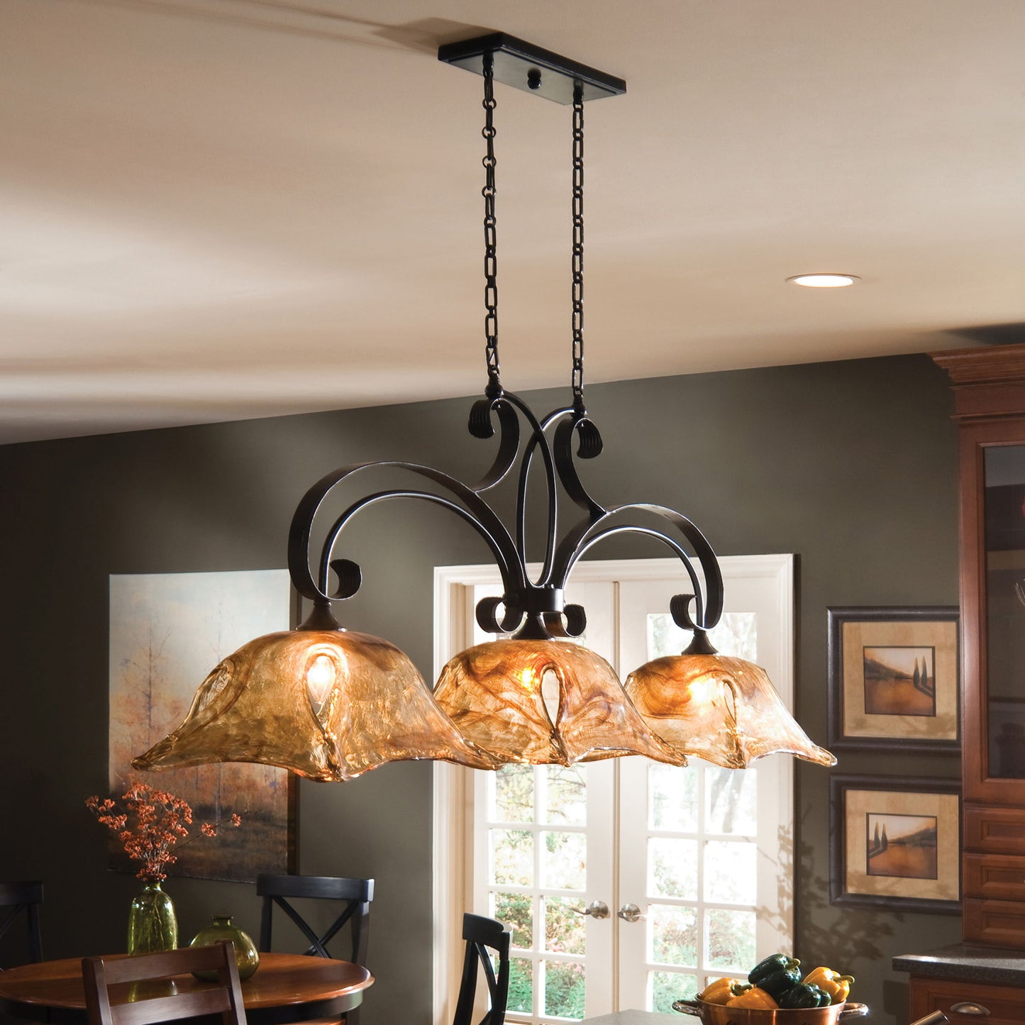Vetraio - 3 Light Kitchen Island Light - Bronze