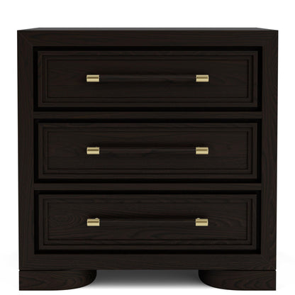 Lydia - Three Drawer Nightstand - Dark Brown