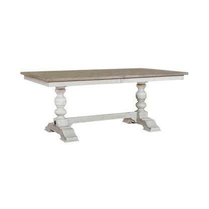 Whitney - Trestle Table Base - Antique Linen / Weathered Gray