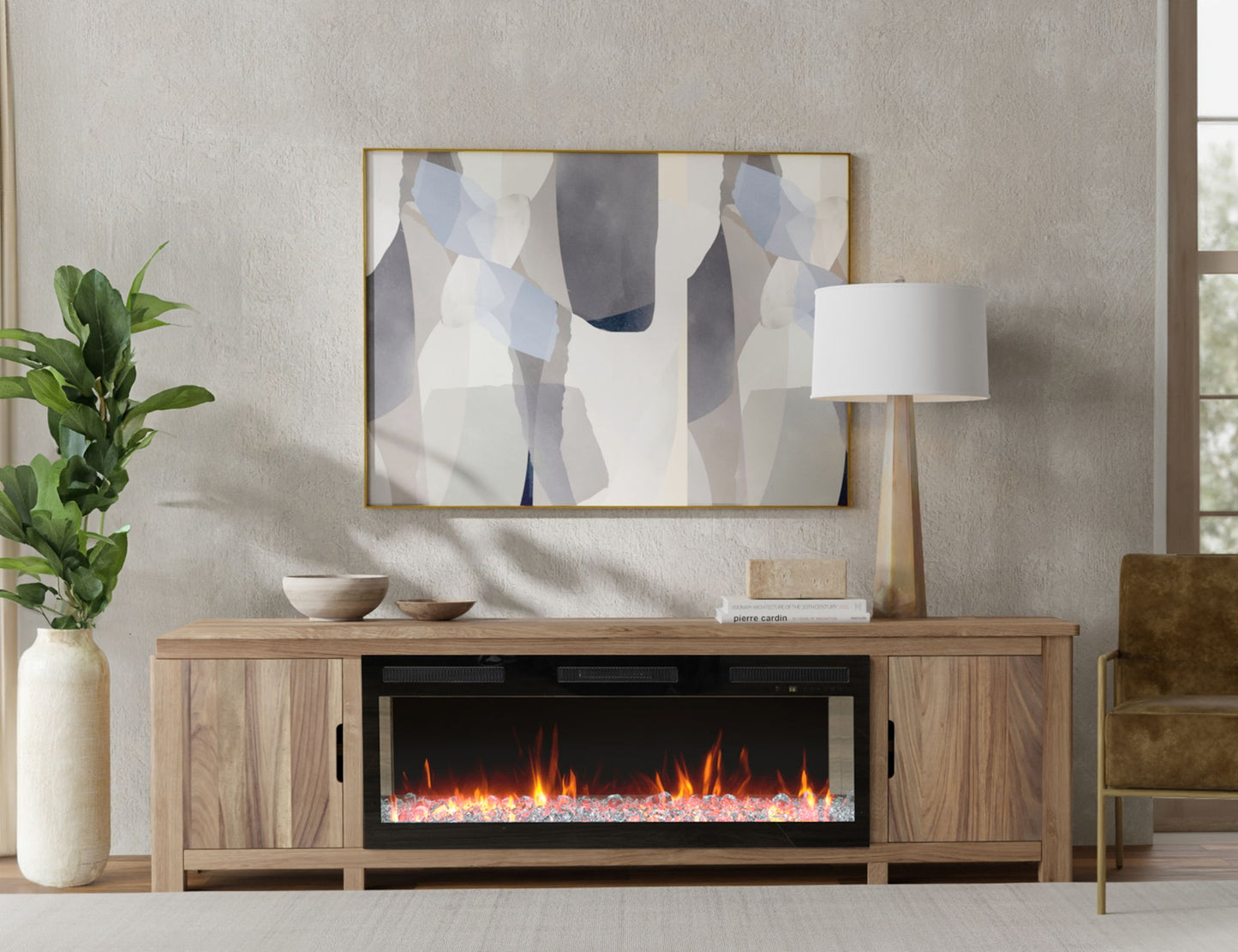 Natural Parota - Electric Fireplace - Brown Cappuccino