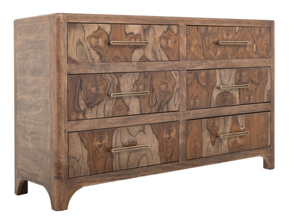 Praga - 6-Drawer Dresser - Almond / Barrel Brown