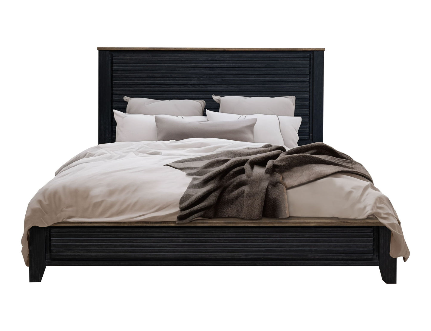 Empire - King Headboard - Satin Black / Brown