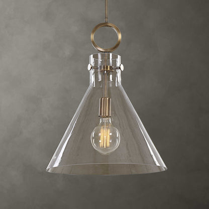 Imbuto - Funnel Glass 1 Light Pendant - White & Gold