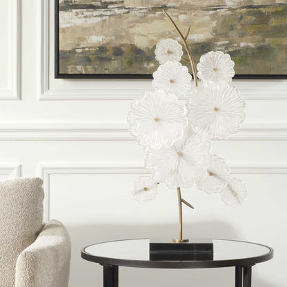 Glass - Garden Table Sculpture - Gold / White