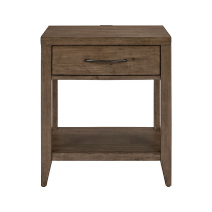 Shaker Lakes - Open Nightstand With Charging Station - Brown