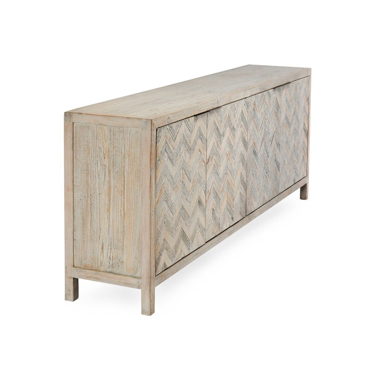 Sienna - Reclaimed Pine 4 Doors Cabinet - Beige