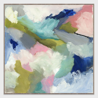 Blithe - 48" x 48" Painting Art by Buddy Whitlock - Blue / Pink