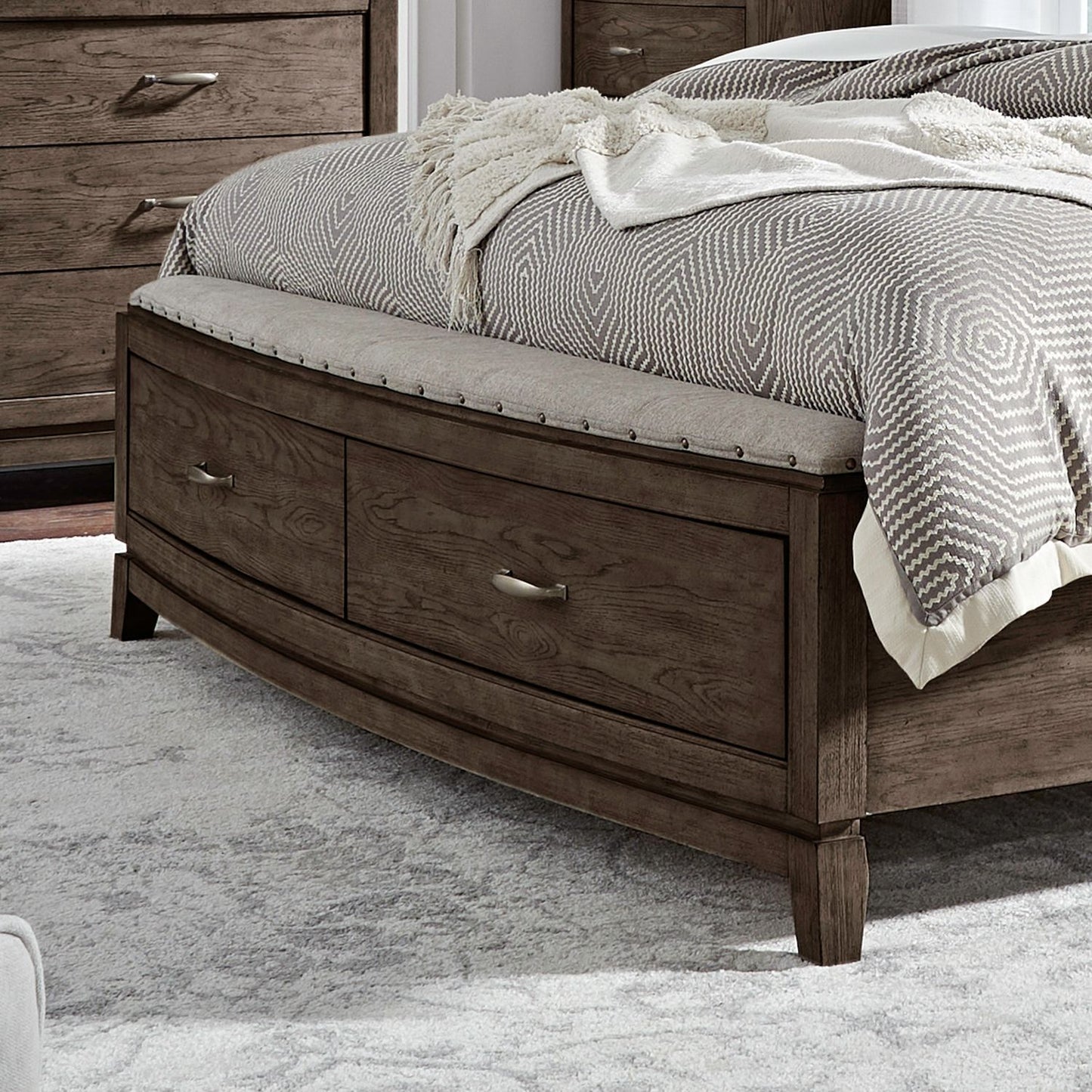 Avalon - King Storage Footboard With Slatroll - Brown