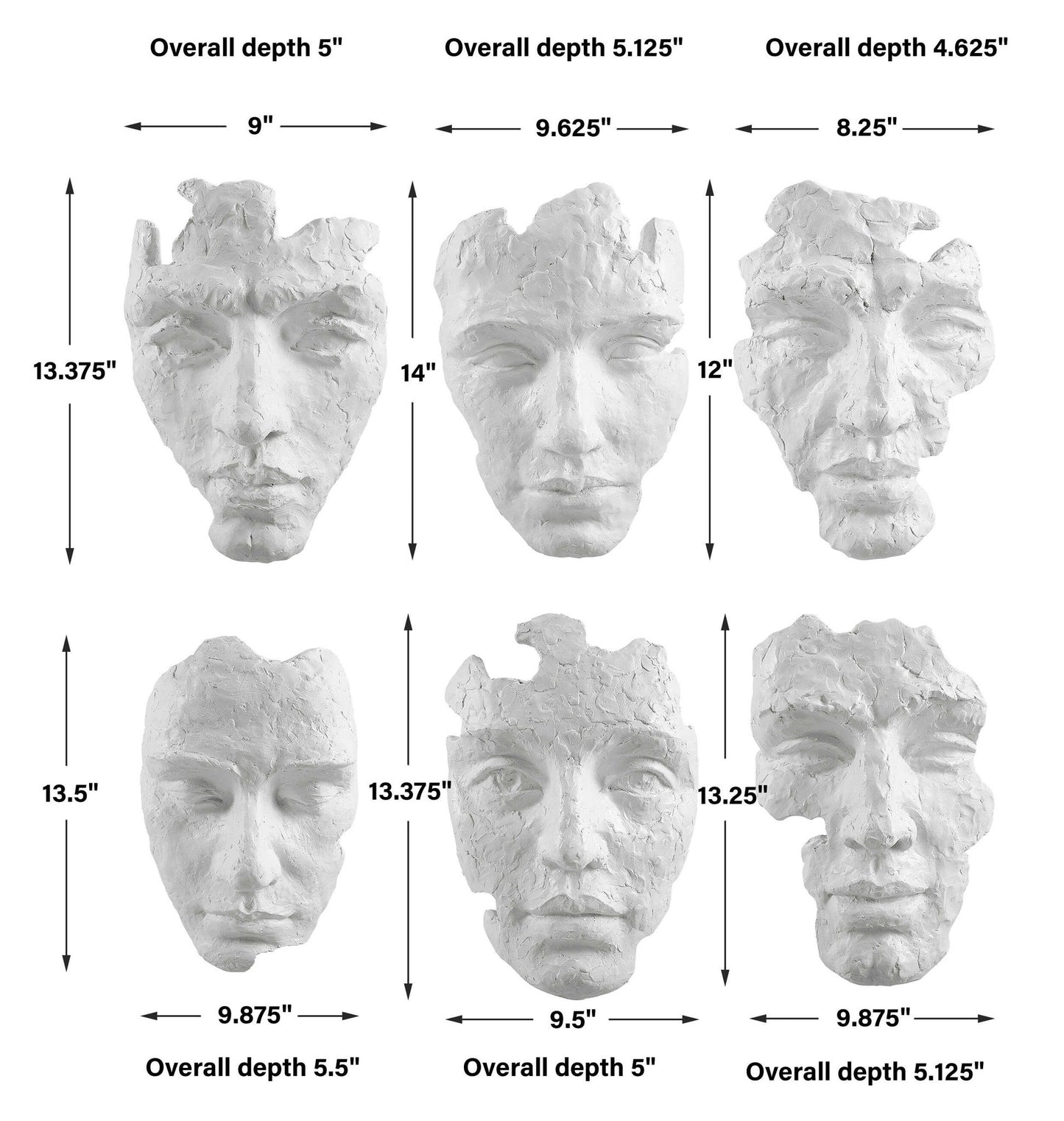 Self-Portrait - Mask Wall Decor (Set of 6) - White