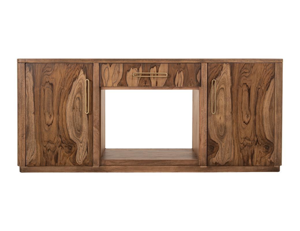 Balam - 1 Drawer & 2 Door Electric Fireplace - Light Brown