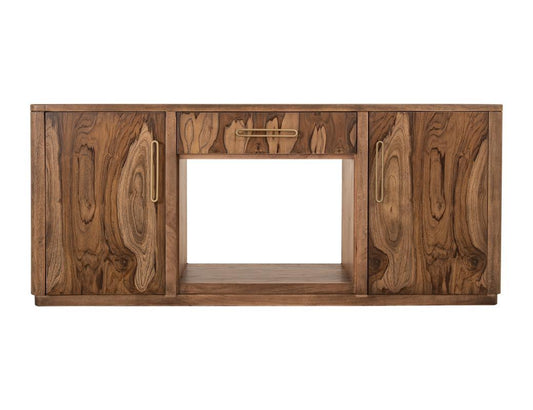Balam - Wall Unit With Electric Fireplace Insert - Light Brown