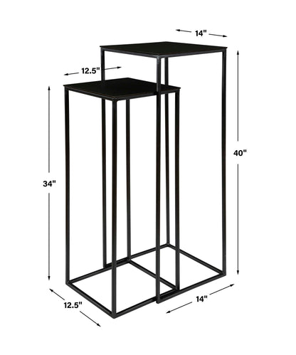 Coreene - Nesting Pedestal Tables (Set of 2) - Black
